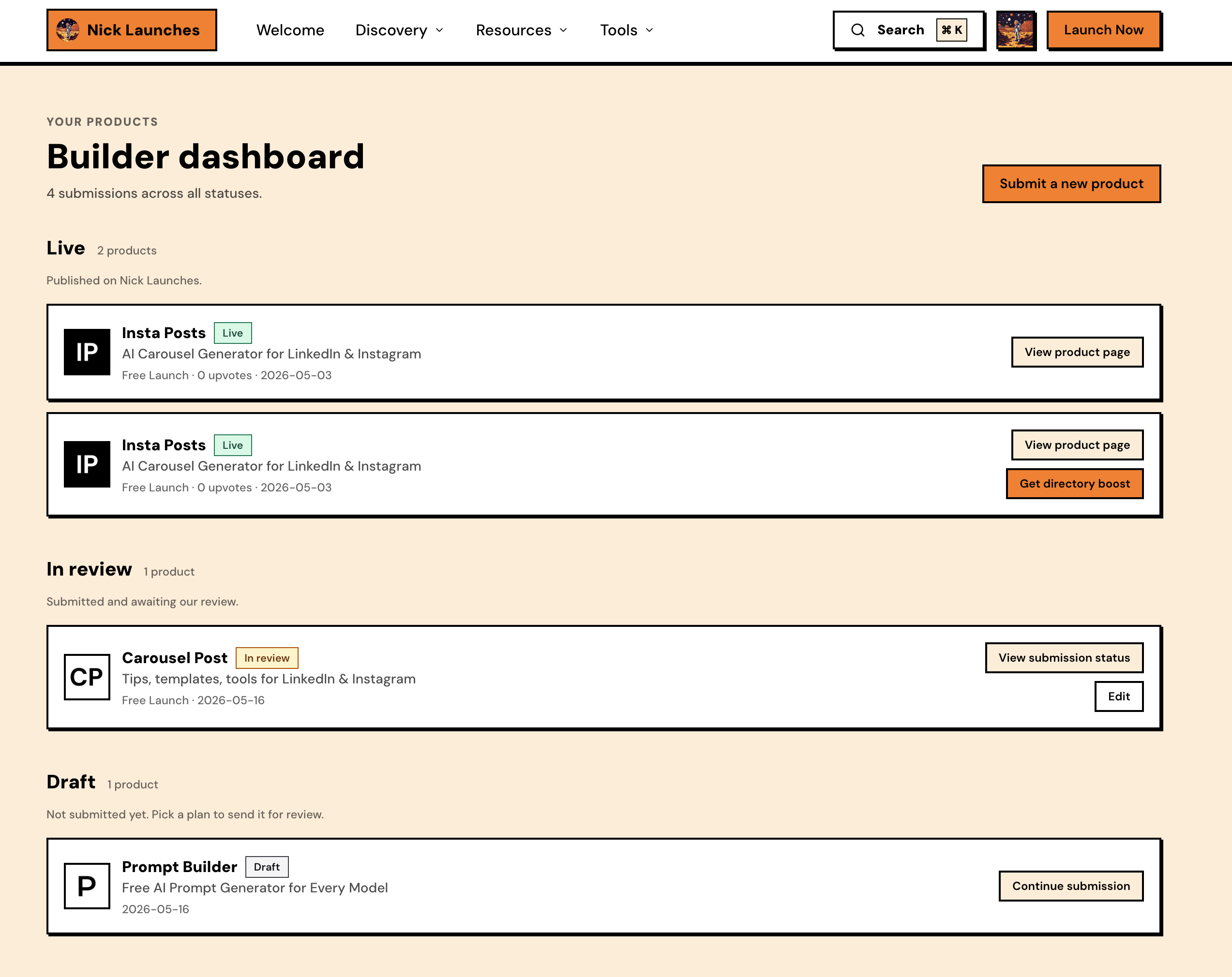 Get directory boost option shown on a product in the builder dashboard