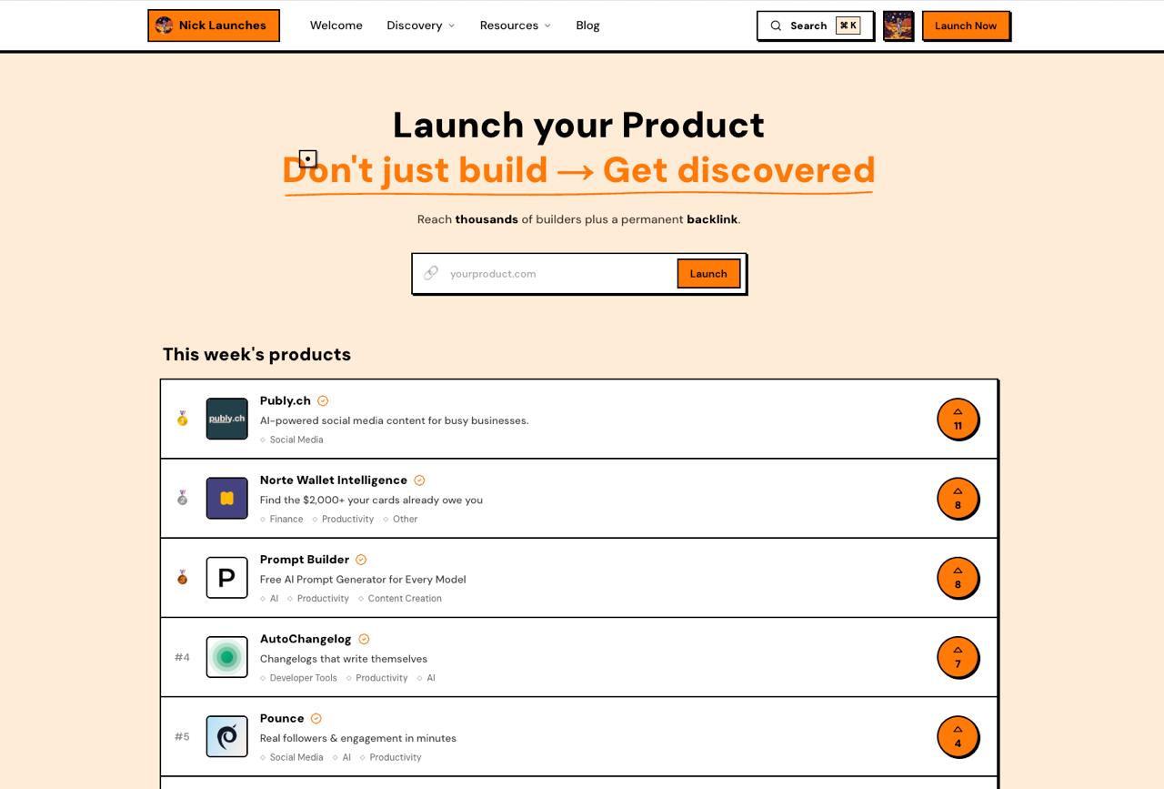 Nick Launches homepage on launch day