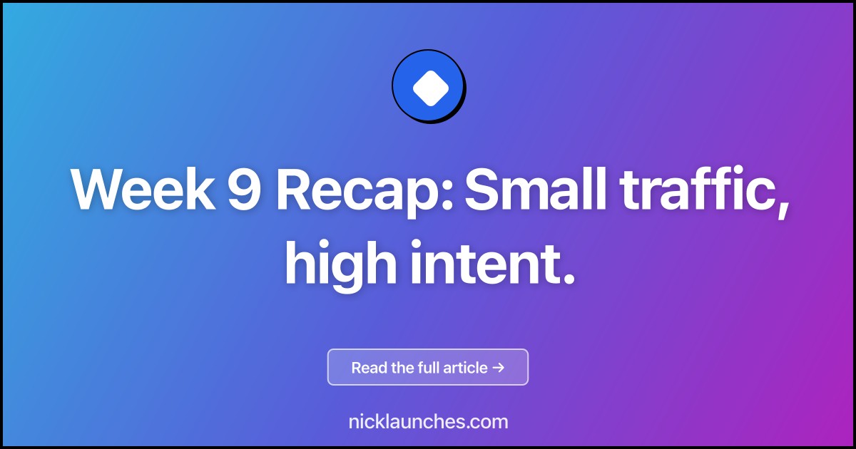Week 9 Recap: Small traffic, high intent.